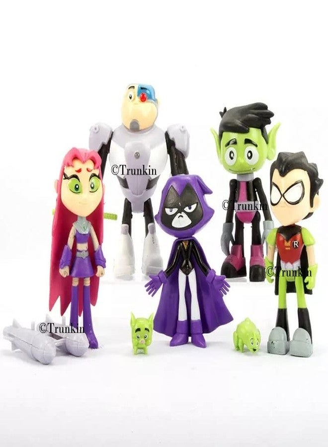 Trunkin Teen Titans Beast Boy Anime Movie Steel Bones Starfire Raven Handyman Office Boy Action Figure 8CM Anime Figurine Collectible - Image 2